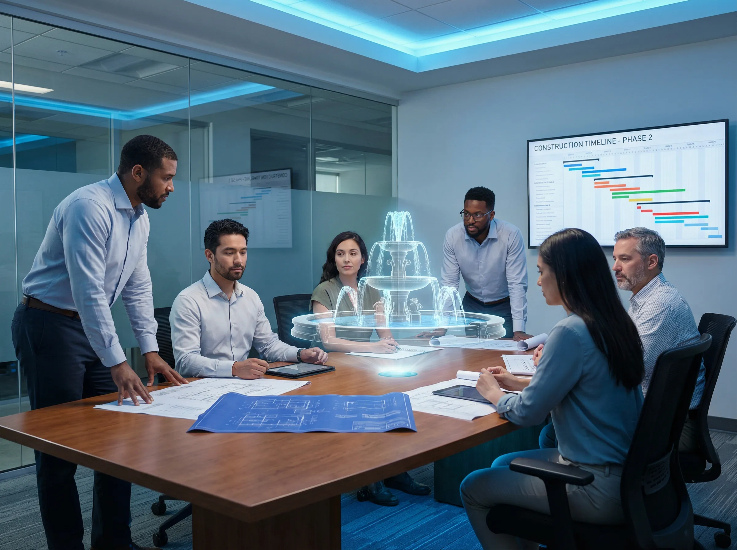 设计团队协作评审 - 喷水 方案讨论